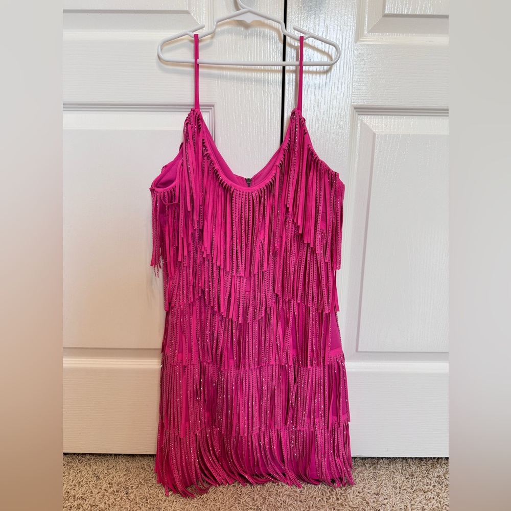Pink fringe mini dress. Size S bought from a boutique!